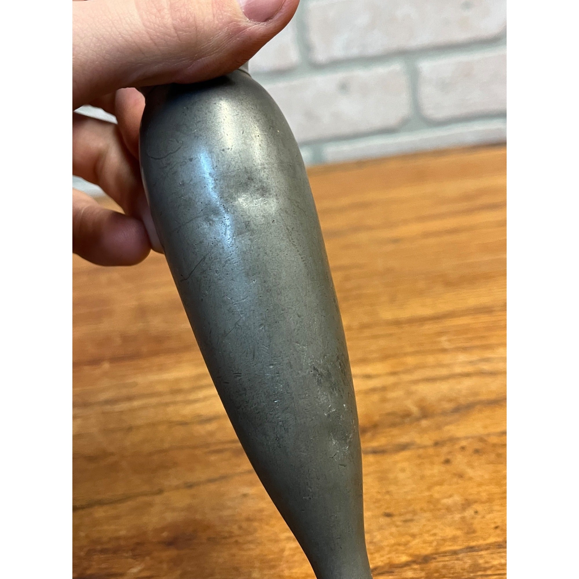 Antique 19th c. Dutch Pewter Flower Bud Vase Marked "Hoorn" Primitive