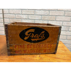 Vintage 1950s Grafs Beverage Wood Crate Milwaukee Wisconsin Soda Box