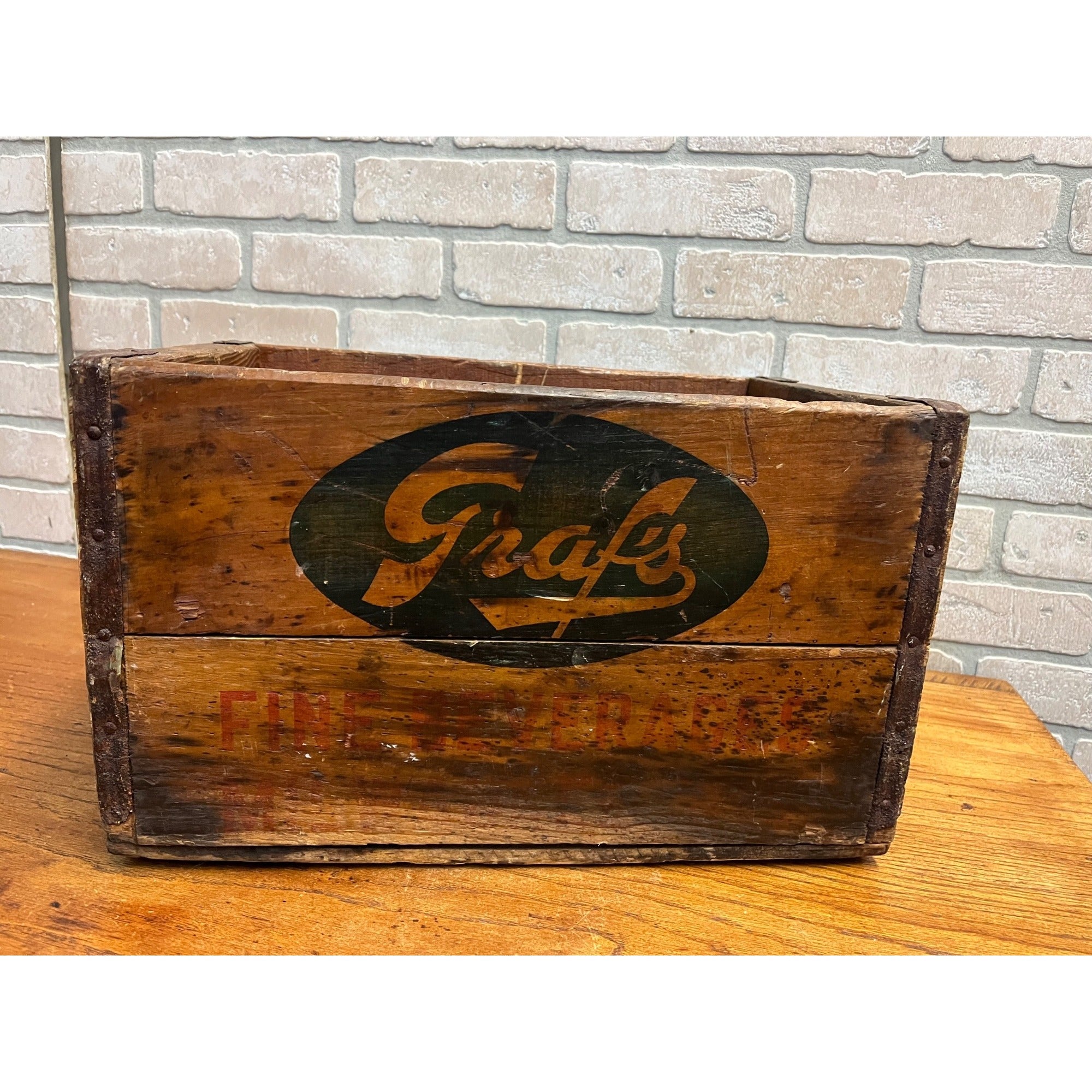 Vintage 1950s Grafs Beverage Wood Crate Milwaukee Wisconsin Soda Box