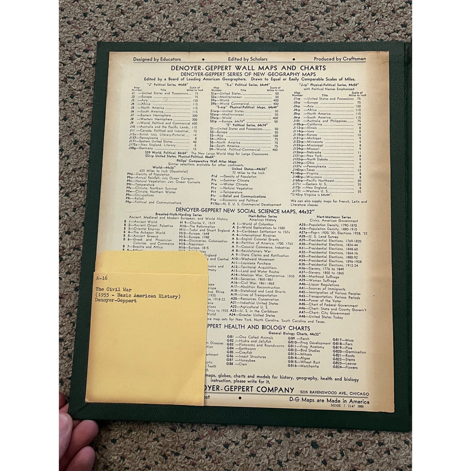 Denoyer Geppert Social Science Maps A16 The Civil War Virginia Vicksburg Fold-Out