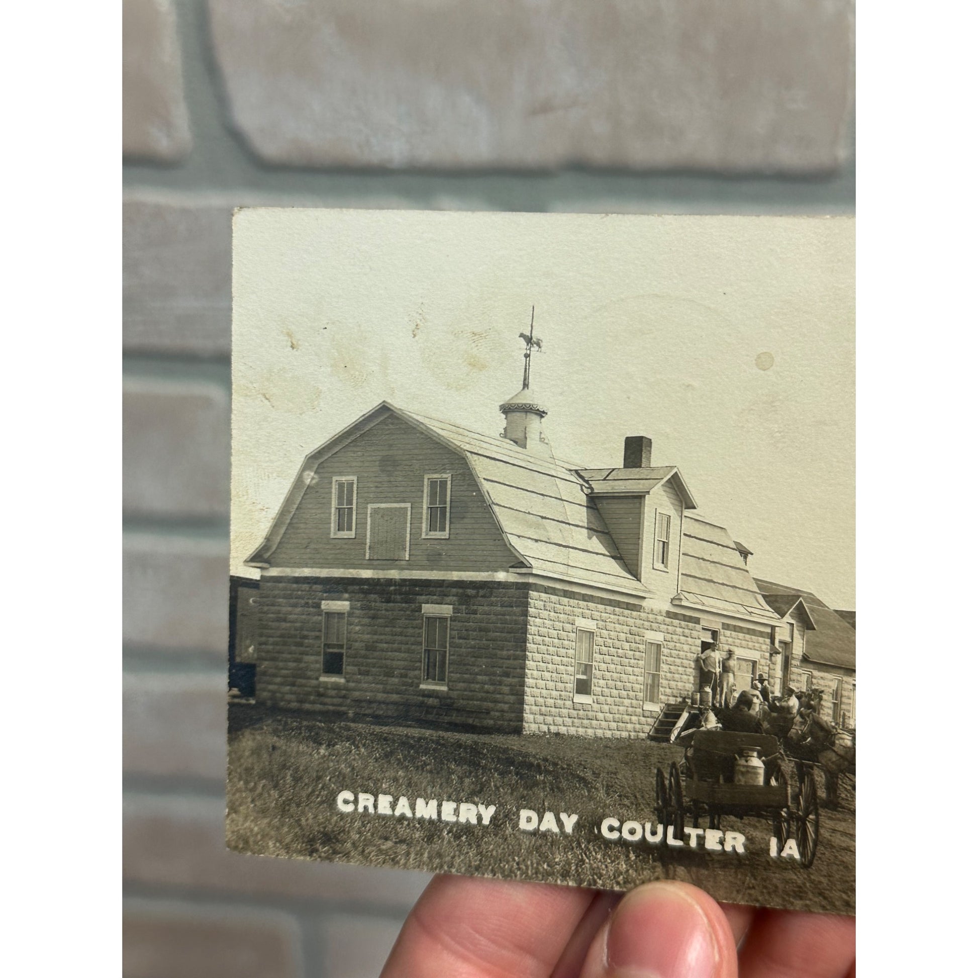 Coulter IA Iowa RPPC Postcard Creamery Day Grain Feed Mill 1912