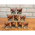 Vintage Lot of Nine (9) Hazel Atlas Pheasant Shot Glasses Circa 1950