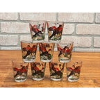 Vintage Lot of Nine (9) Hazel Atlas Pheasant Shot Glasses Circa 1950