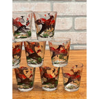 Vintage Lot of Nine (9) Hazel Atlas Pheasant Shot Glasses Circa 1950