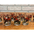Vintage Lot of Nine (9) Hazel Atlas Pheasant Shot Glasses Circa 1950
