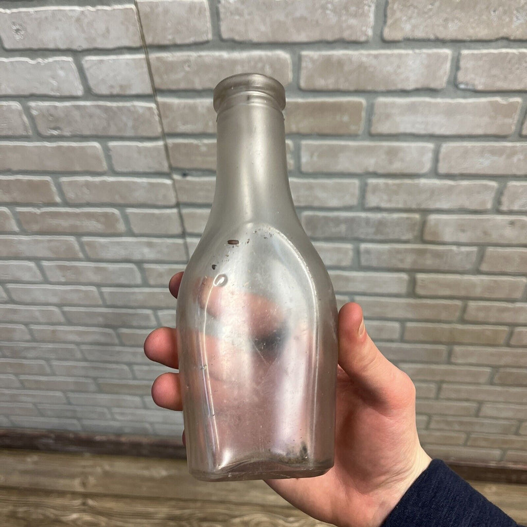 VIntage Early 1900s Yacht Club Salad Dressing Clear Embossed Bottle Chicago