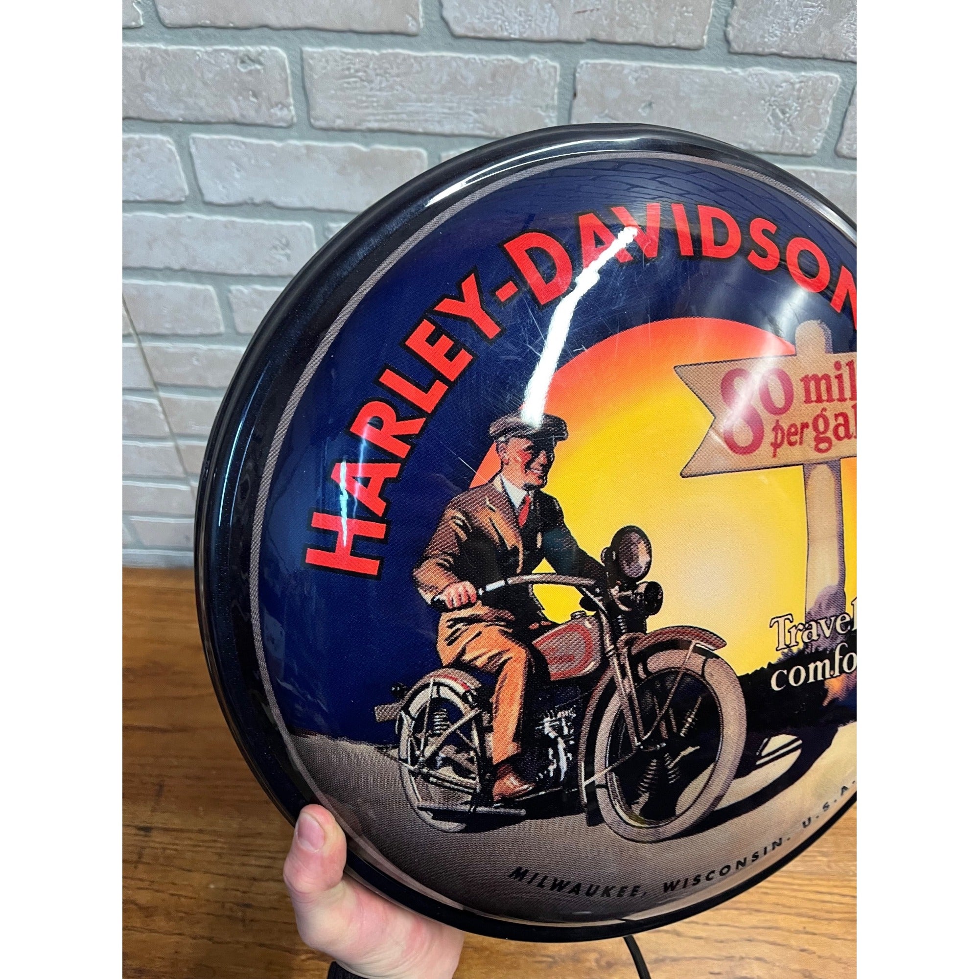 Harley Davidson Motorcycles 16” Round Bubble Lighted Plastic Pub Bar Sign