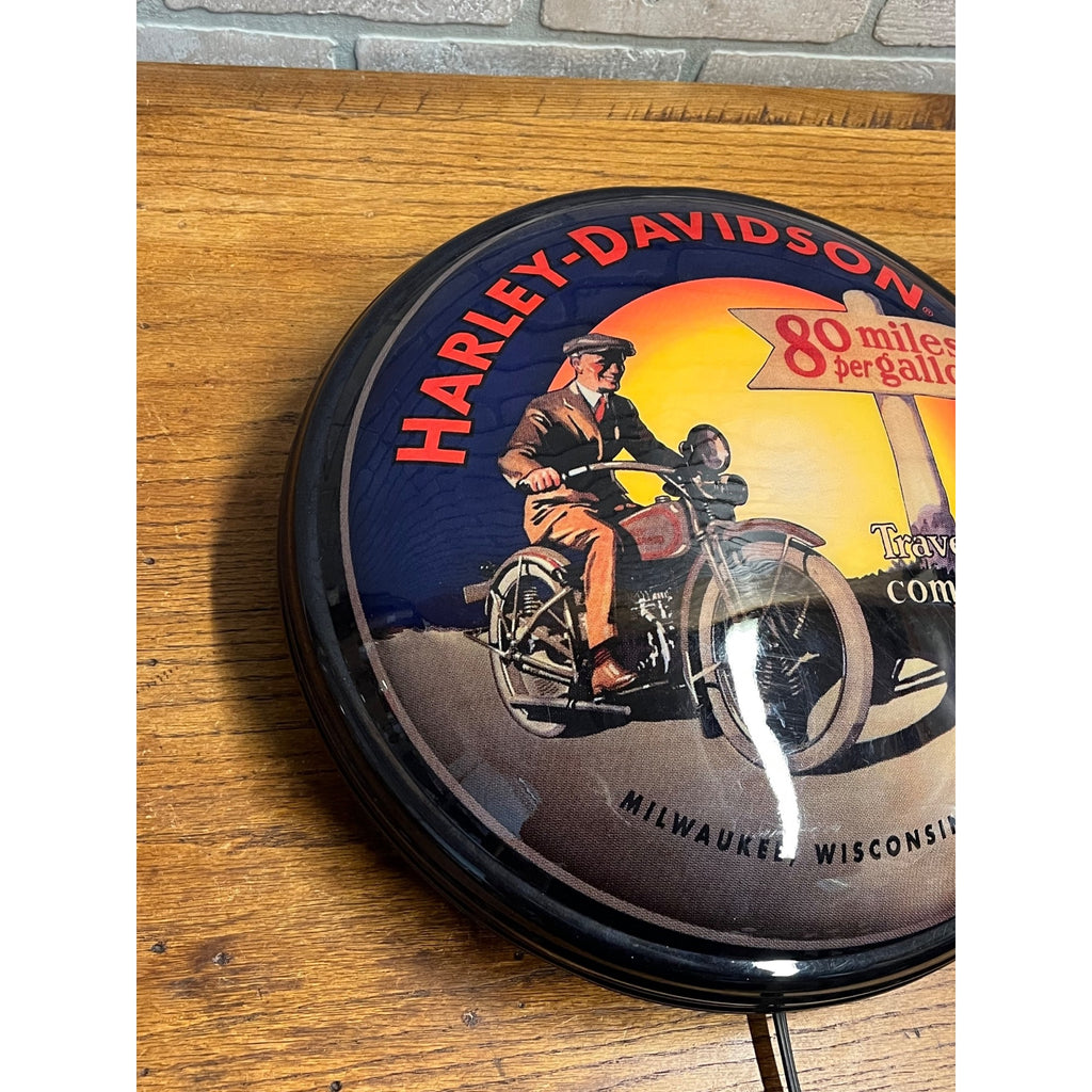 Harley Davidson Motorcycles 16” Round Bubble Lighted Plastic Pub Bar Sign