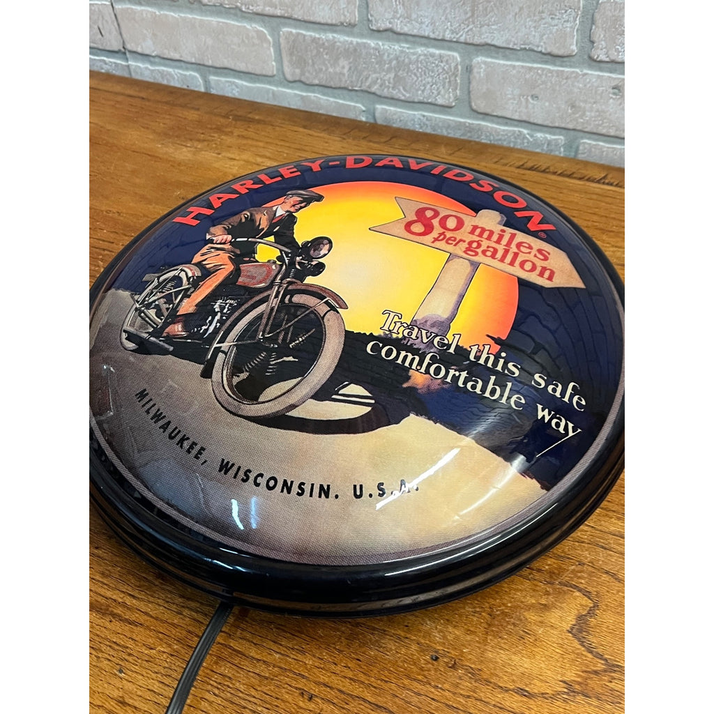 Harley Davidson Motorcycles 16” Round Bubble Lighted Plastic Pub Bar Sign