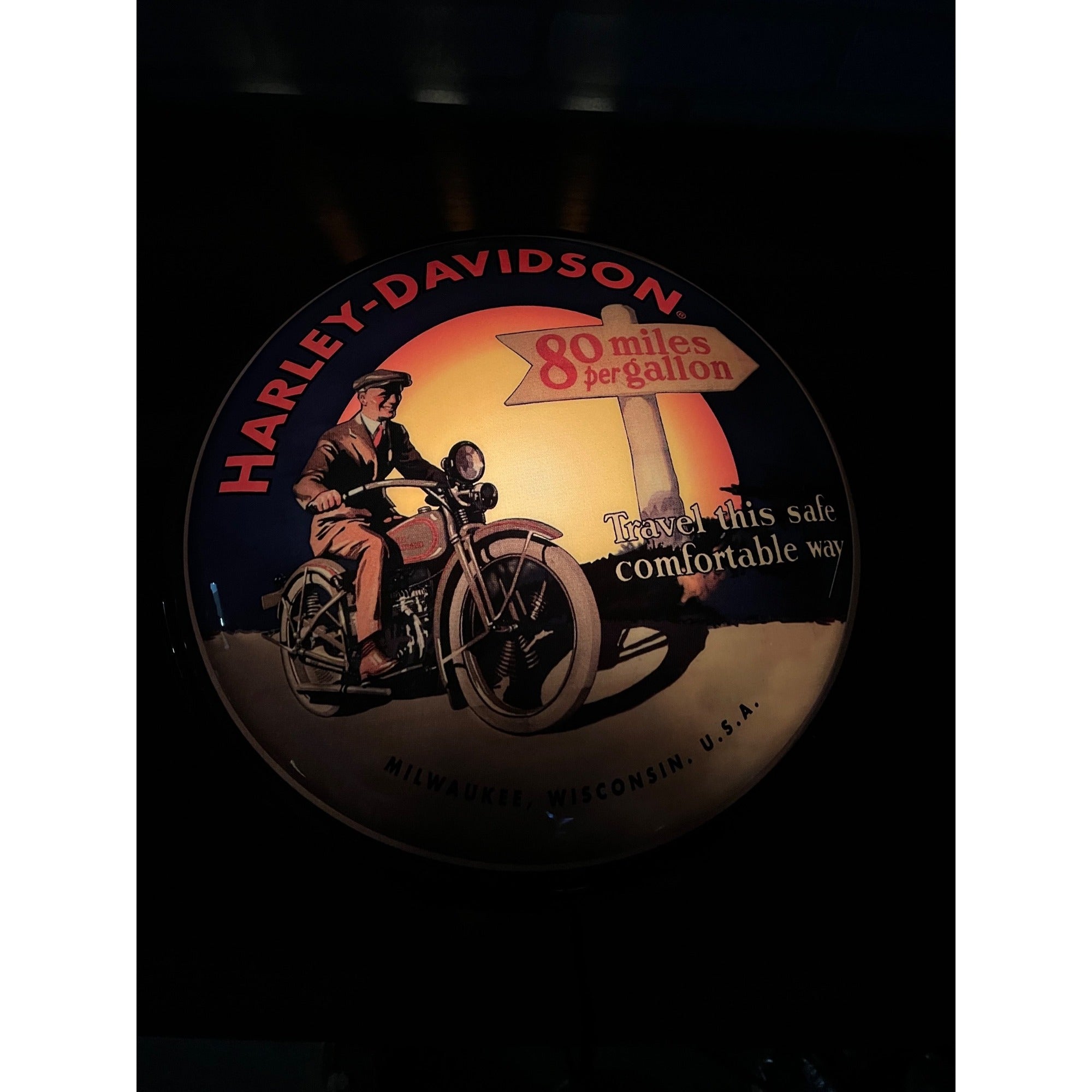 Harley Davidson Motorcycles 16” Round Bubble Lighted Plastic Pub Bar Sign