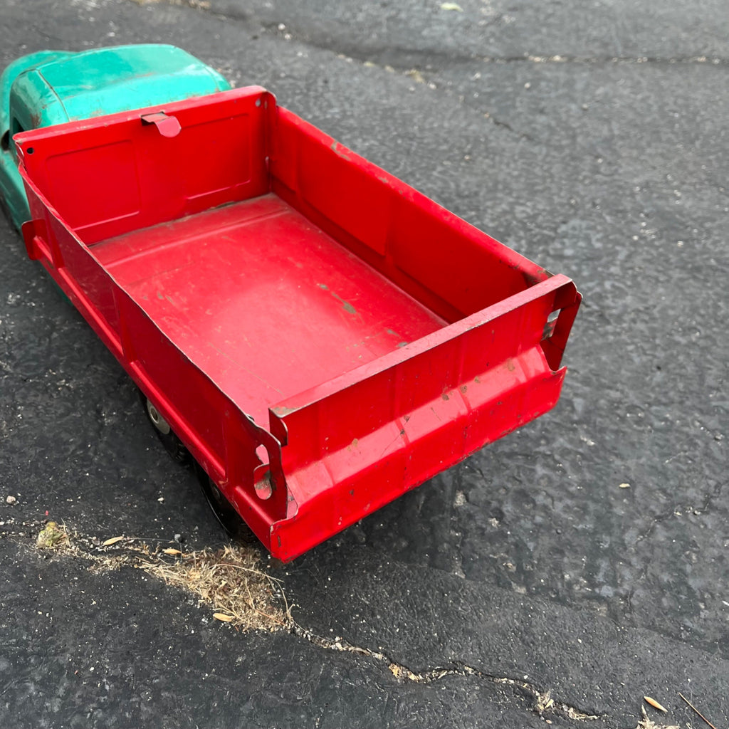 Vintage Structo Green & Red Dump Truck 19.5" Pressed Steel Toy