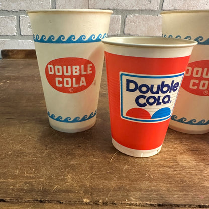 (4) Double Cola Soda Paper Wax Plastic Cup Sample Fountain Soda Drinks