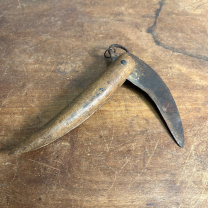 Antique 18th Century Revolutionary War Folding Knife w/ Wooden Handle 1700s