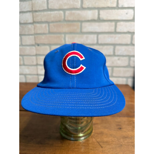 VINTAGE CHICAGO CUBS SPORTS SPECIALTIES HAT BLUE PLAIN LOGO SNAPBACK CAP 1980s