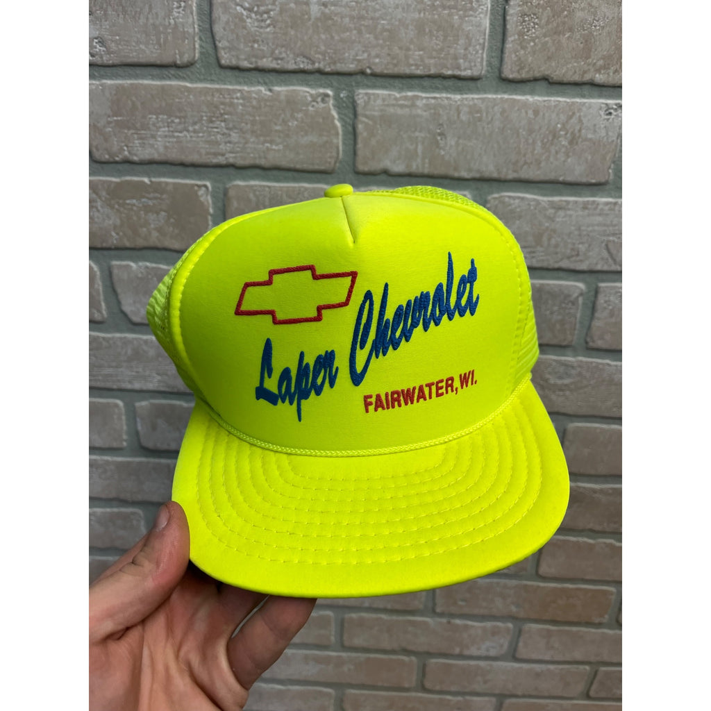 Vintage Laper Chevrolet Chevy Advertising Hat Snapback Retro Trucker Mesh Wis WI