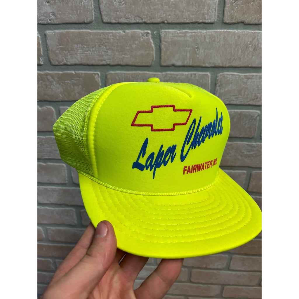 Vintage Laper Chevrolet Chevy Advertising Hat Snapback Retro Trucker Mesh Wis WI