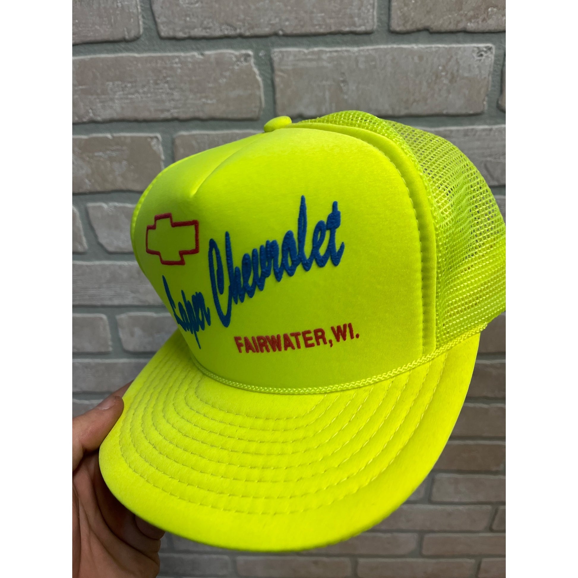 Vintage Laper Chevrolet Chevy Advertising Hat Snapback Retro Trucker Mesh Wis WI