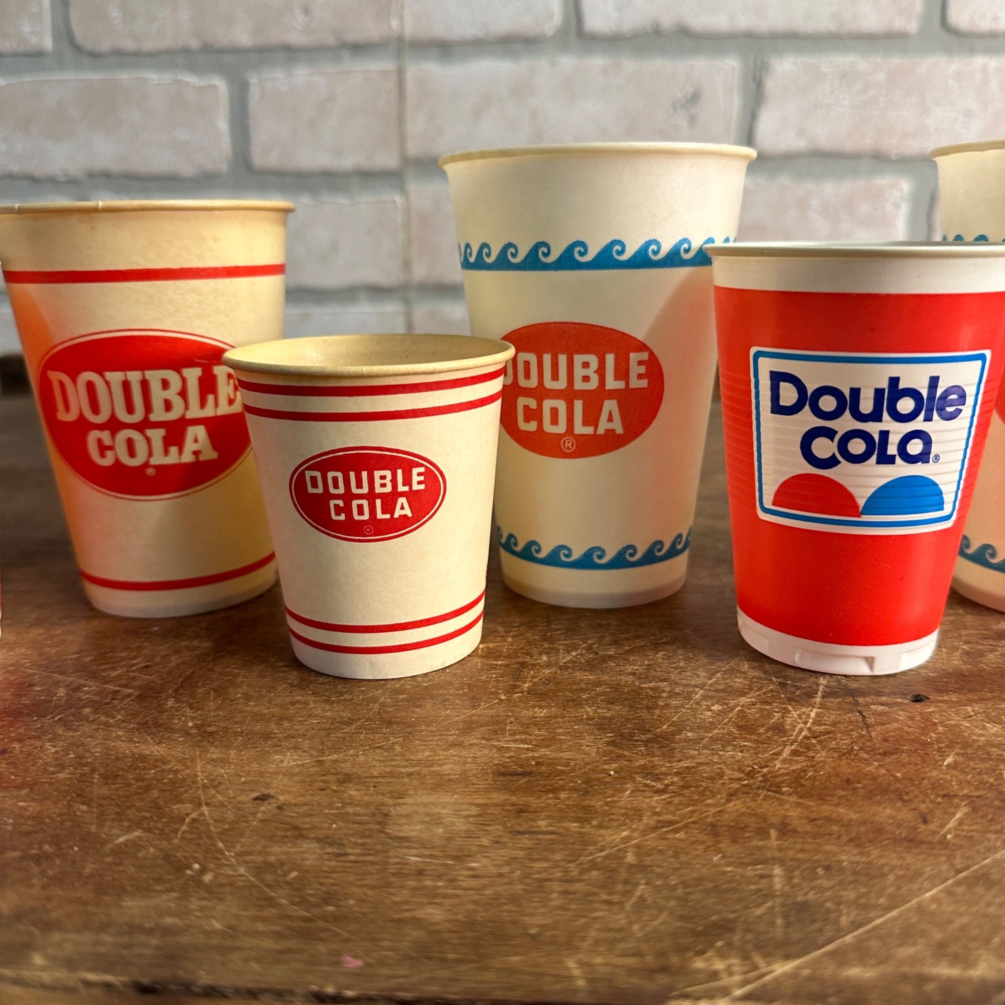 (8) Vintage Double Cola Soda Paper Wax Cups Advertising Sample Fountain