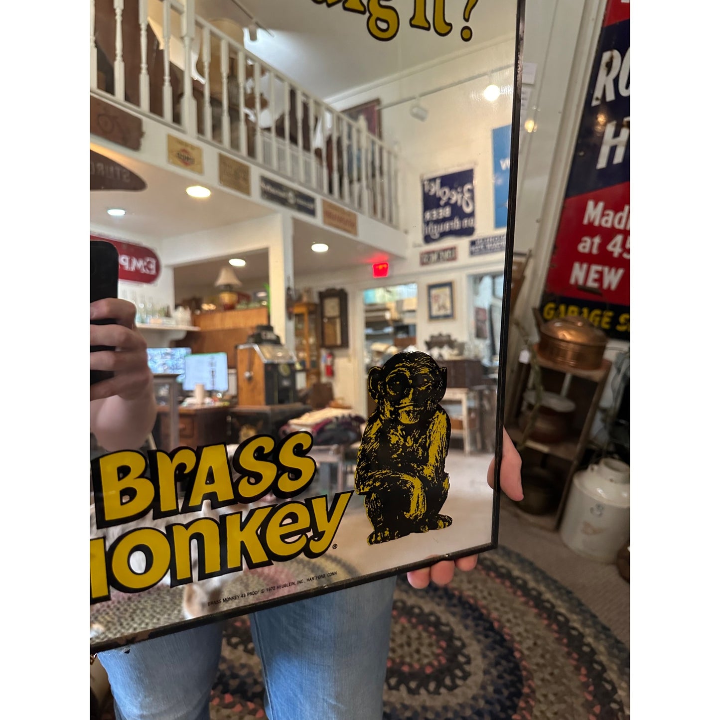Vintage 1972 The Brass Monkey Heublein Bar Mirror Sign Advertising Beastie Boys