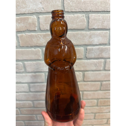 Vintage 1970s Mrs Buttersworth Empty Amber Brown Glass Syrup Bottle - No Cap