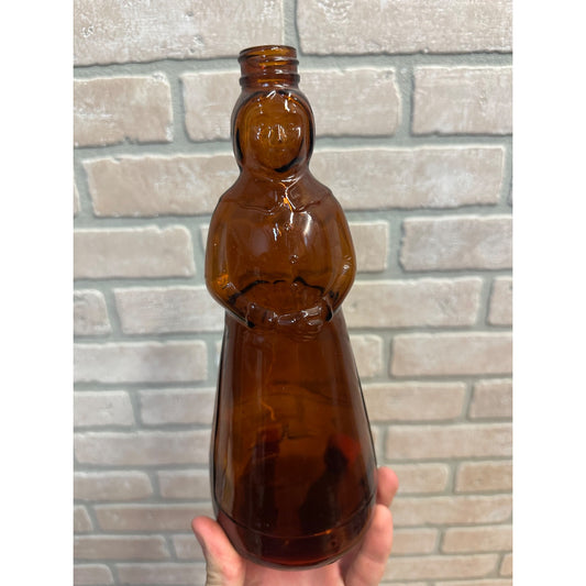Vintage 1970s Mrs Buttersworth Empty Amber Brown Glass Syrup Bottle - No Cap