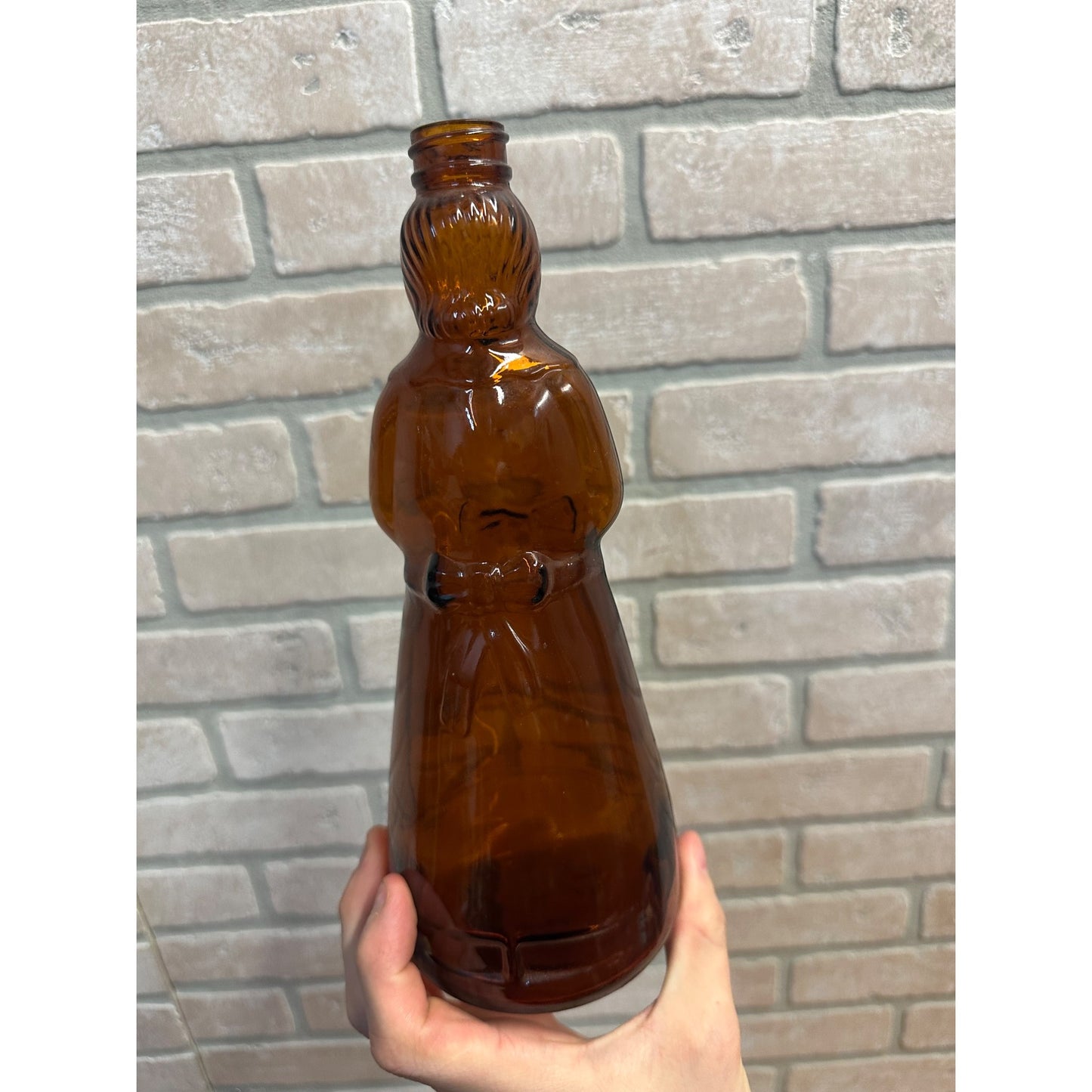Vintage 1970s Mrs Buttersworth Empty Amber Brown Glass Syrup Bottle - No Cap