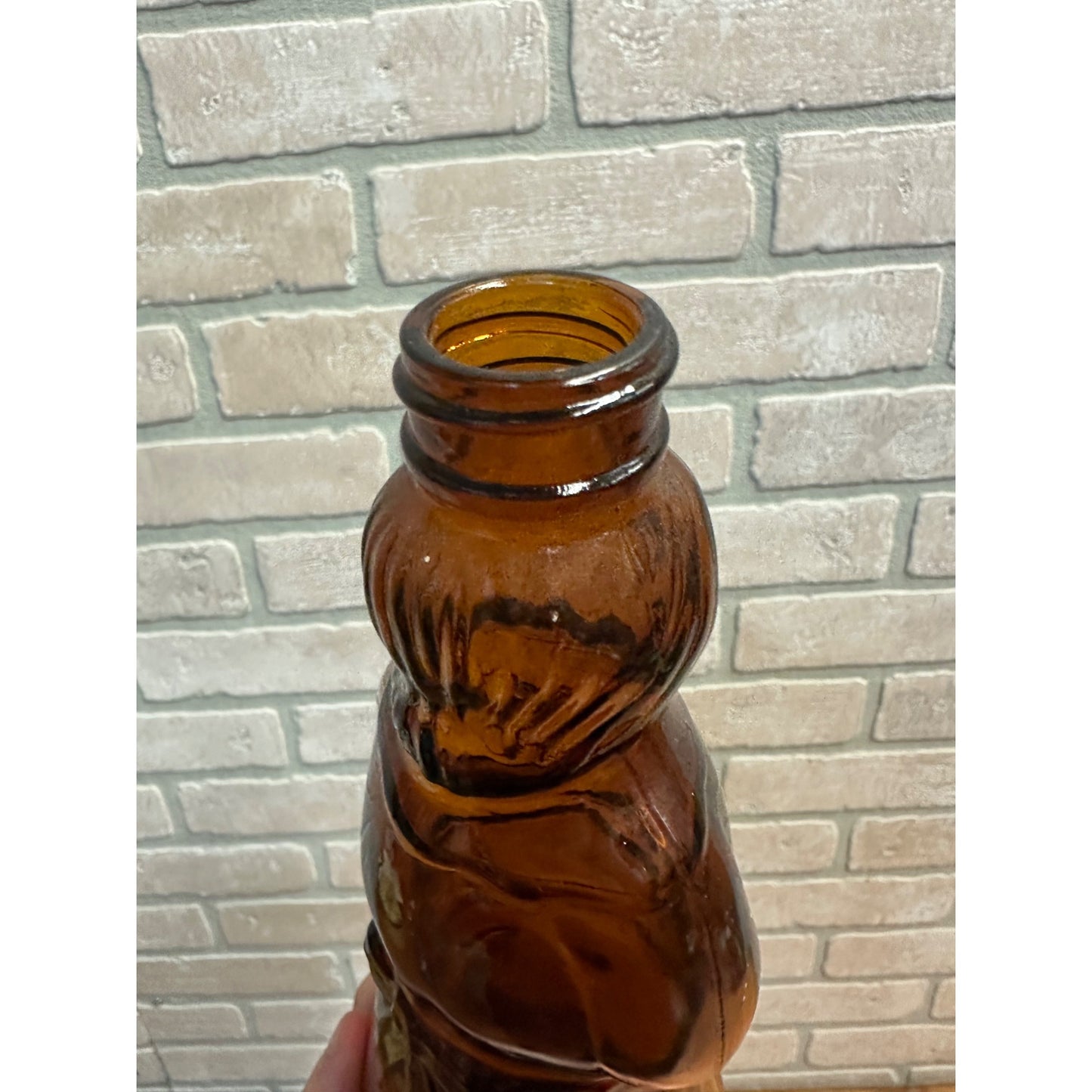 Vintage 1970s Mrs Buttersworth Empty Amber Brown Glass Syrup Bottle - No Cap