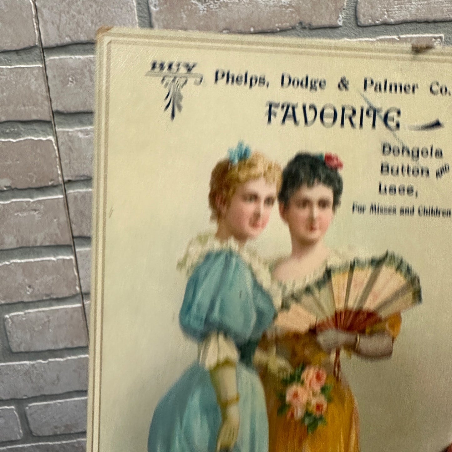 Amtique 1890s Victorian Phelps. Dodge, & Palmer Womens Fashion Advertising Sign