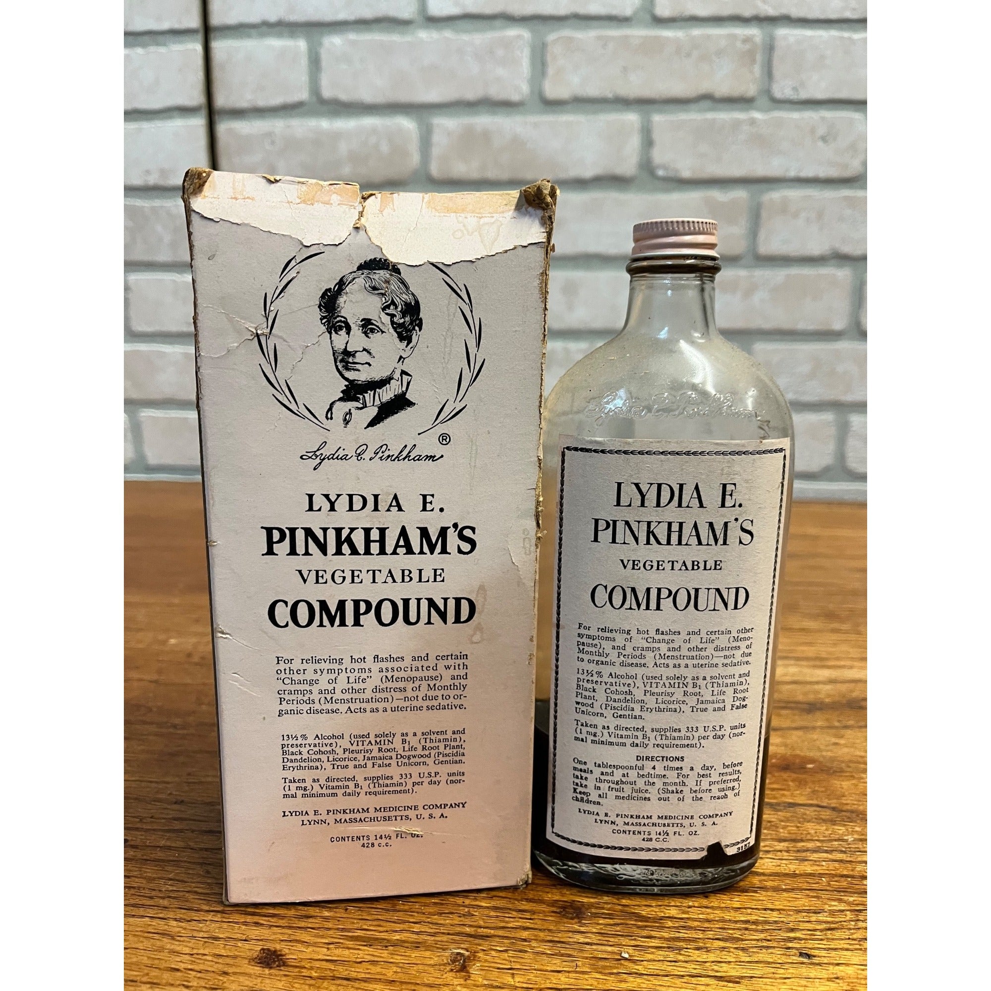 Vintage Lydia Pinkhams Vegetable Compound Box & Bottle - Fair Cond.