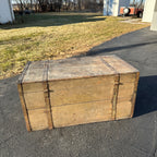 Antique Large Primitive Trunk Chest Gray Off-White Coffee Table Immigrant