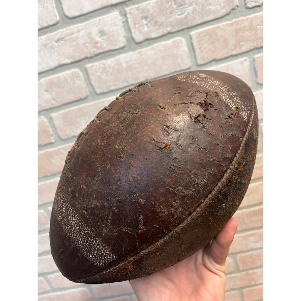 Vintage c1940s Spalding Leather Football Early White Stripes 8-Lace - J5V?