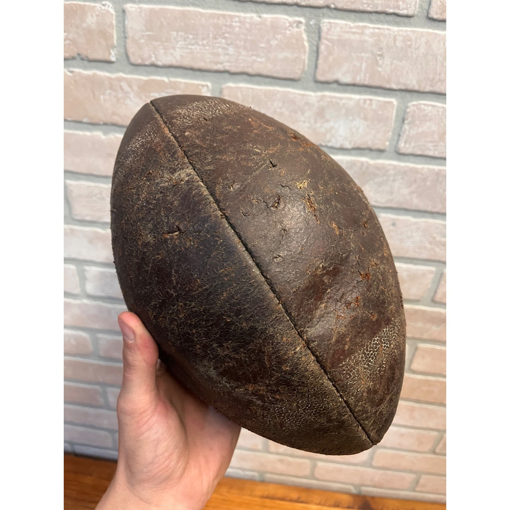 Vintage c1940s Spalding Leather Football Early White Stripes 8-Lace - J5V?