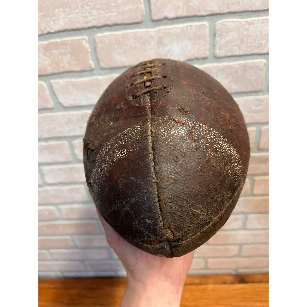 Vintage c1940s Spalding Leather Football Early White Stripes 8-Lace - J5V?