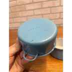 Antique Primitive Light Blue Enamel Graniteware Handled Small Pots / Set of Two / Farmhouse Decor / Children's Size