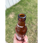 Vintage Rhinelander Shorty Beer ACL Painted Amber Beer Bottle Wisconsin WI Wis