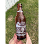 Vintage Rhinelander Shorty Beer ACL Painted Amber Beer Bottle Wisconsin WI Wis