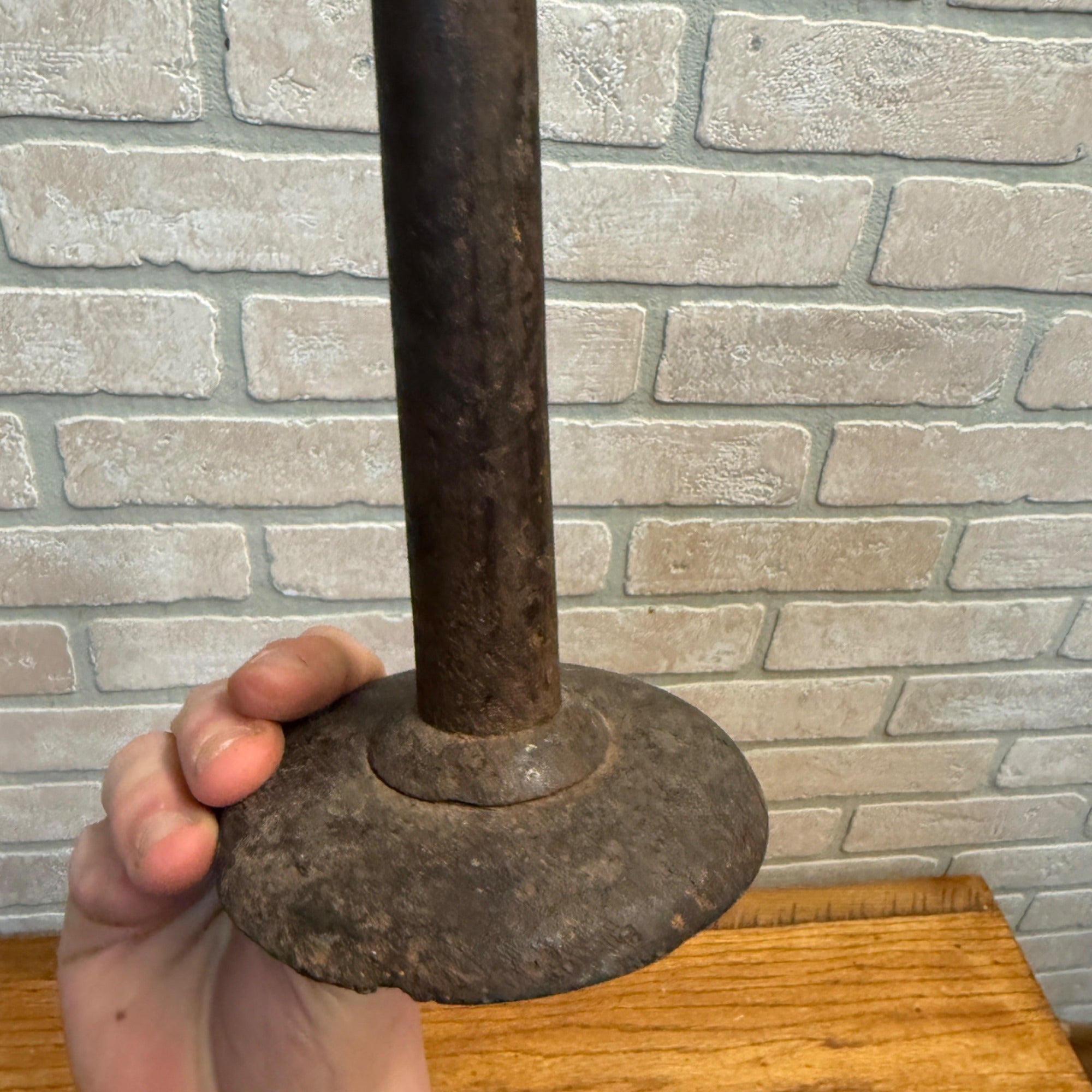Antique Primitive Hog Scraper Candle Stick Tin C. 1860 Farmhouse AAFA - Works