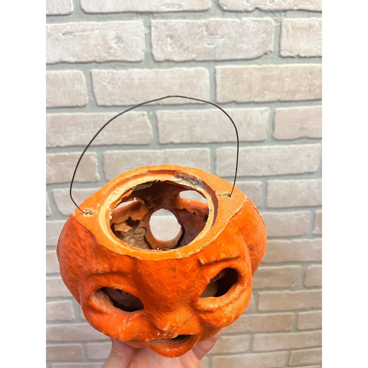 Vintage 1950s Halloween Jack o' Lantern JOL DOUBLE-SIDED Choir Boy Paper Mache Pulp
