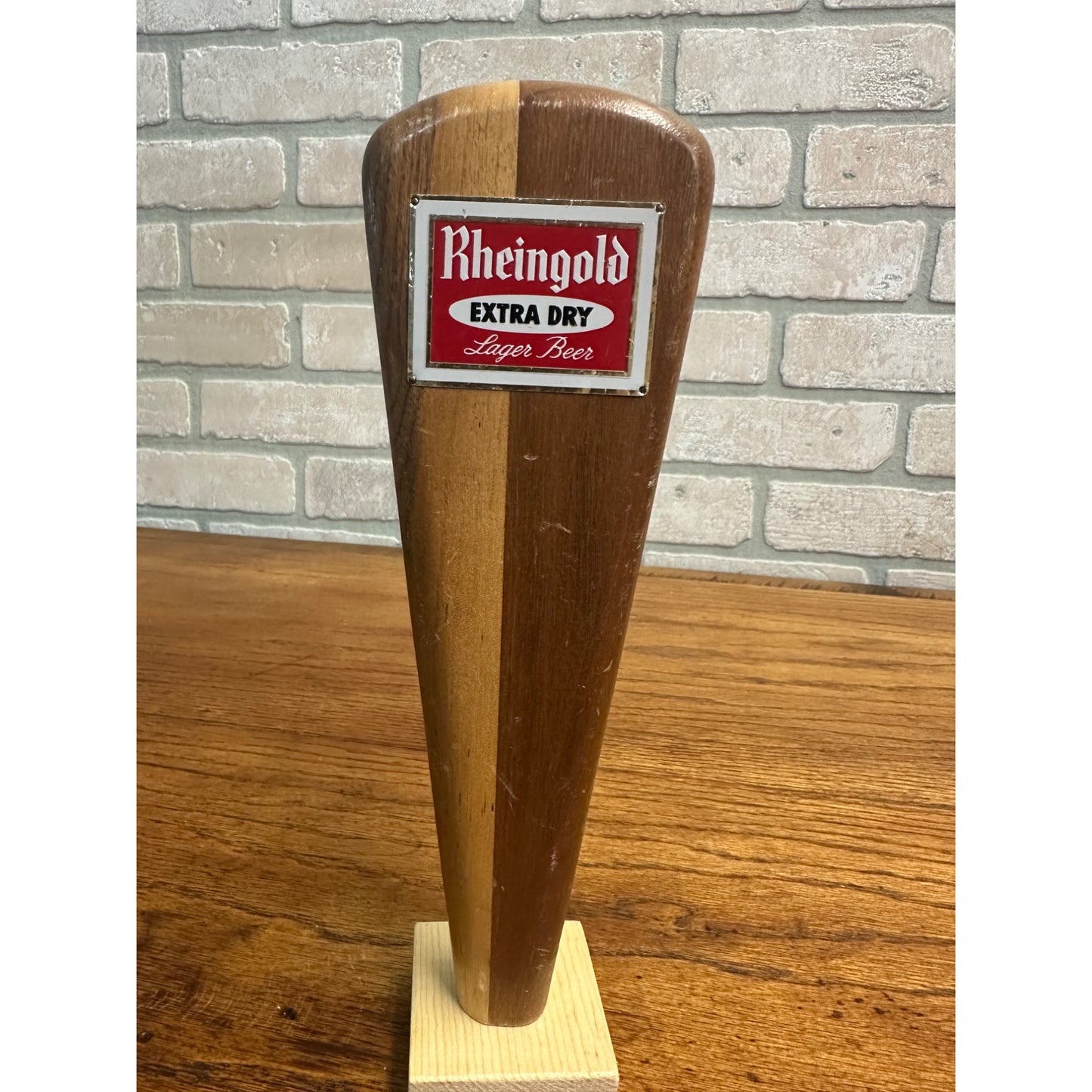 Vintage Rheingold Extra Dry Lager Wooden 10" Beer Tap Handle Bar Pub Tapper