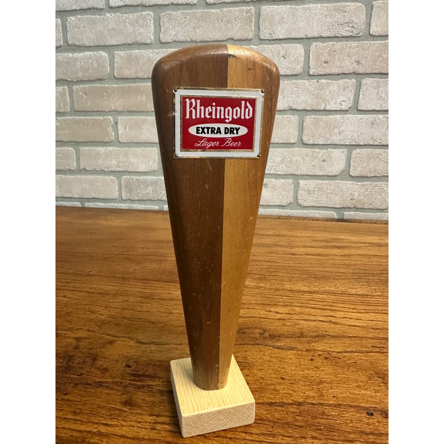 Vintage Rheingold Extra Dry Lager Wooden 10" Beer Tap Handle Bar Pub Tapper