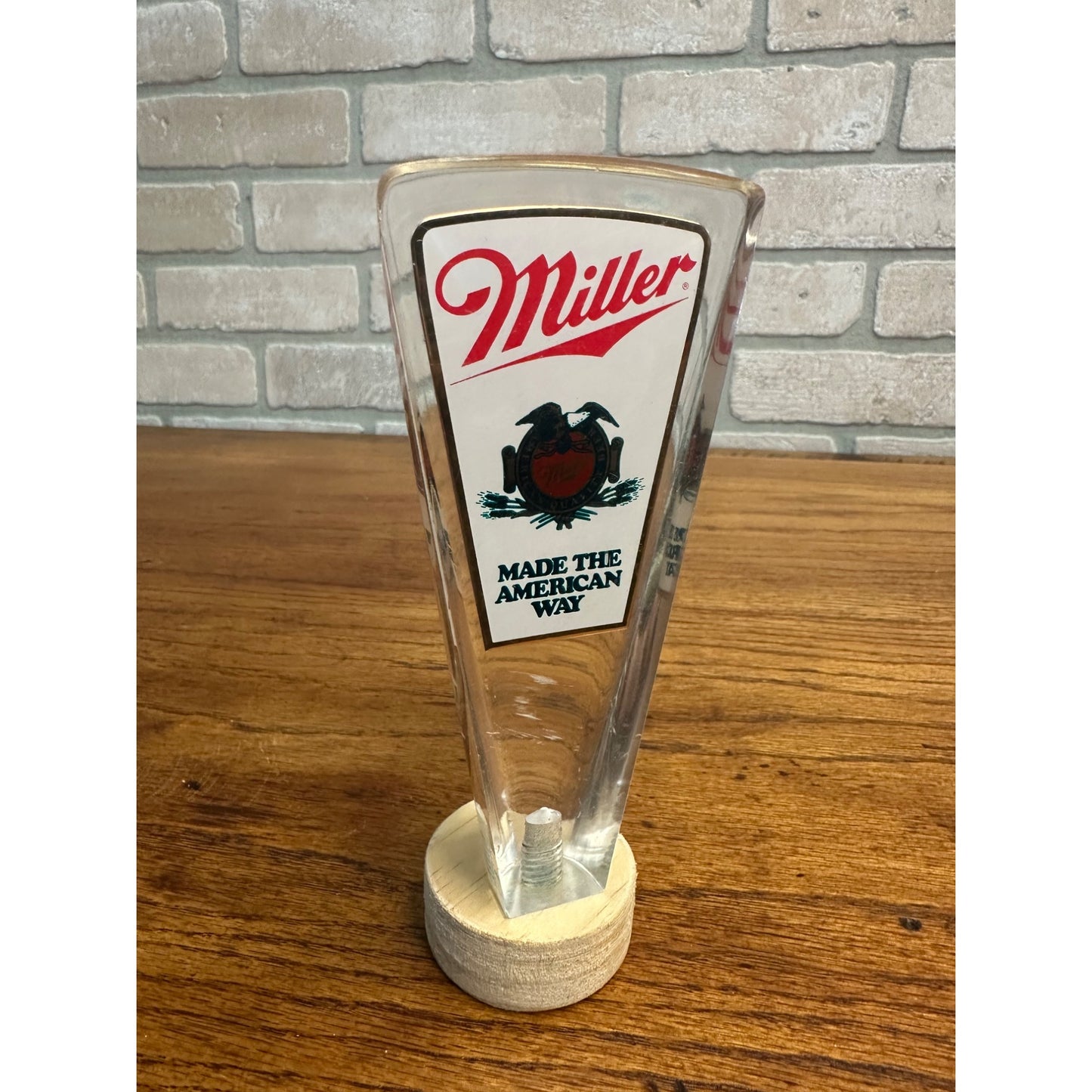 Vintage Miller Beer 2-sided Lucite Tap Handle Made The American Way