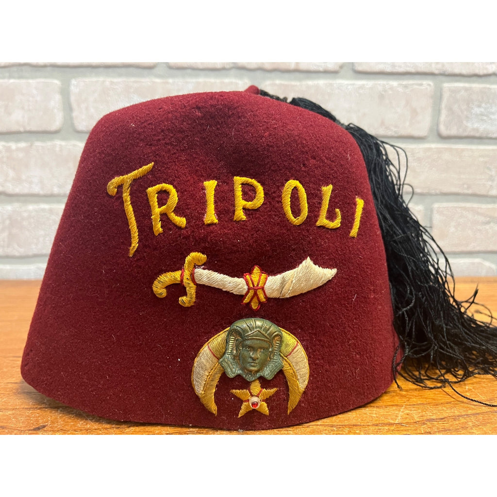Vintage Fez Tripoli Shriners / Masonic Fraternal Hat Jeweled Milwaukee