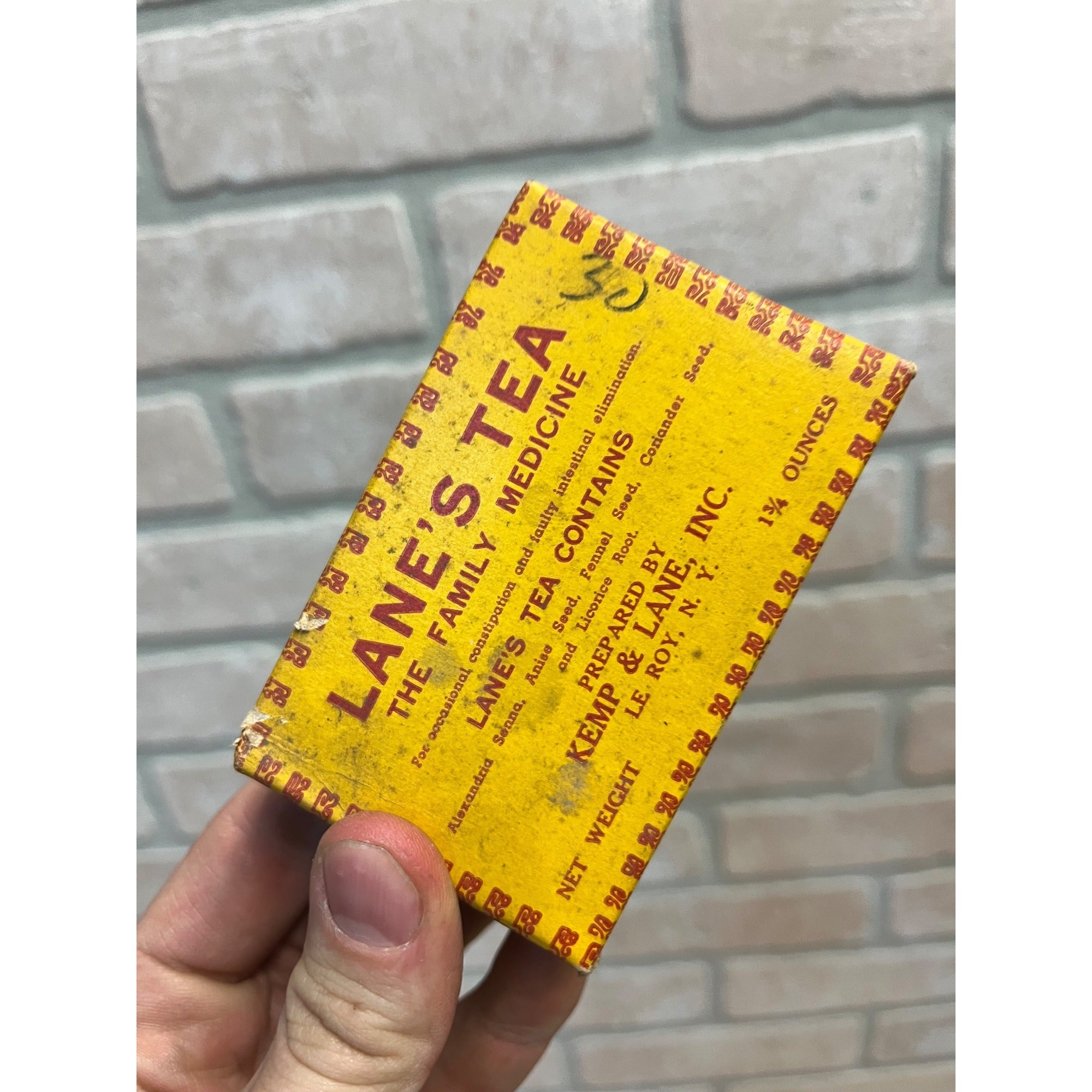 Vintage RARE Lane's Tea Medicine Remedy Pharmacy Box Le Roy NY Kemp Inc