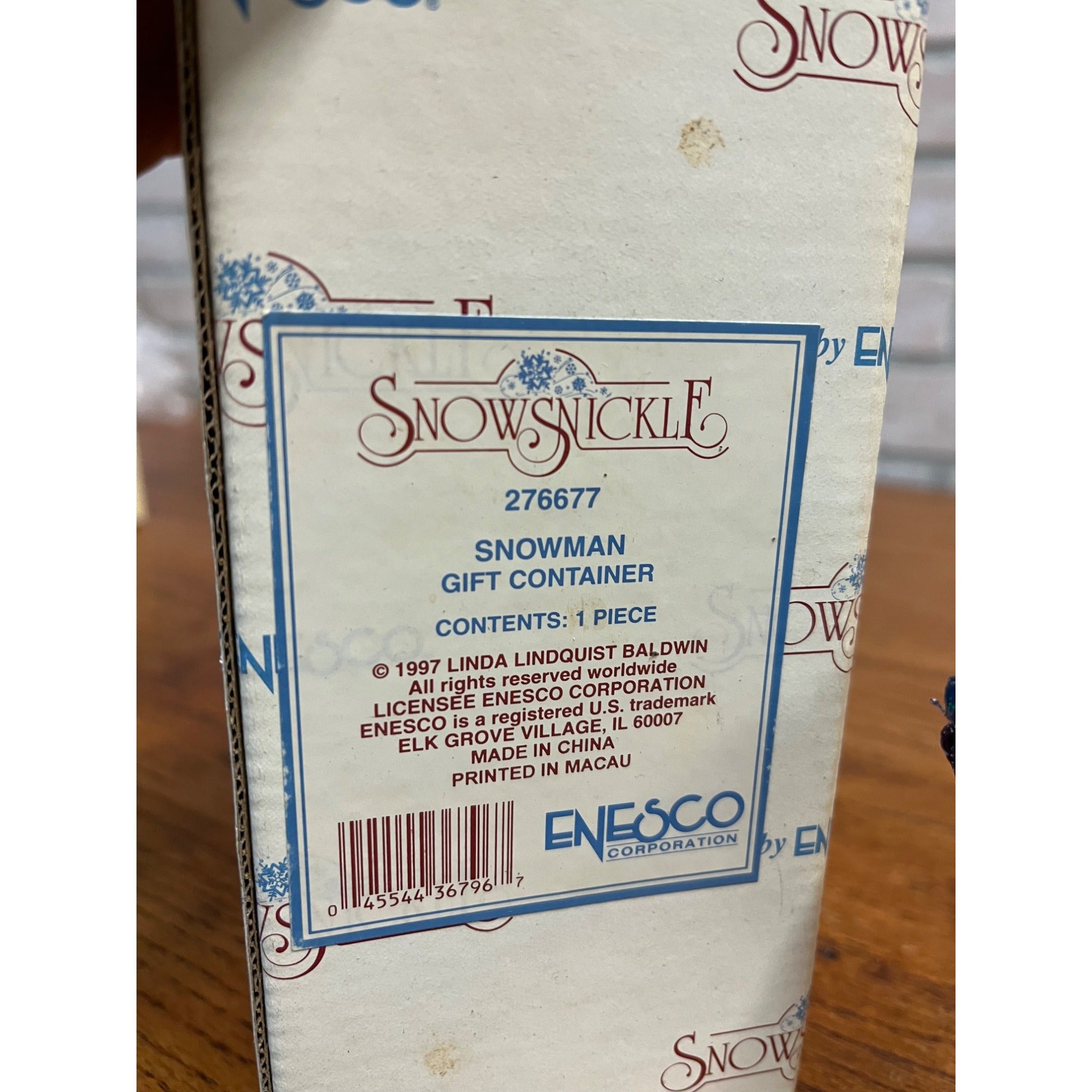 1999 Enesco Linda Baldwin Snowsnickle Garden Snowman Snowclown Christmas Figure