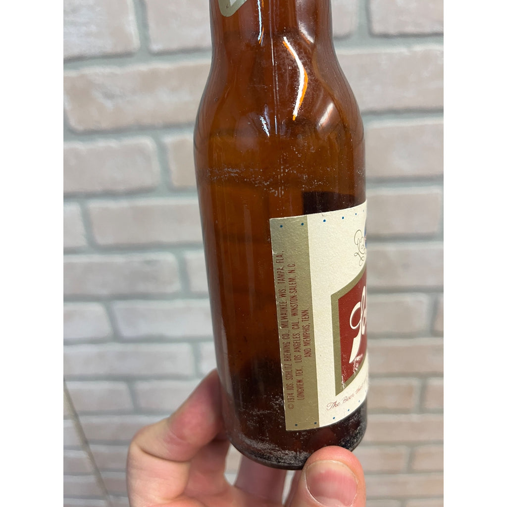 Vintage 1974 Schlitz Milwaukee Beer Glass 7oz "Little Joe" Bottle Full Label