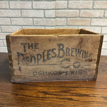 Peoples Brewing Co Wooden Beer Bottle Crate Box Oshkosh Wisconsin