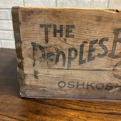 Peoples Brewing Co Wooden Beer Bottle Crate Box Oshkosh Wisconsin