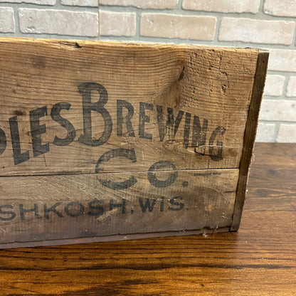 Peoples Brewing Co Wooden Beer Bottle Crate Box Oshkosh Wisconsin