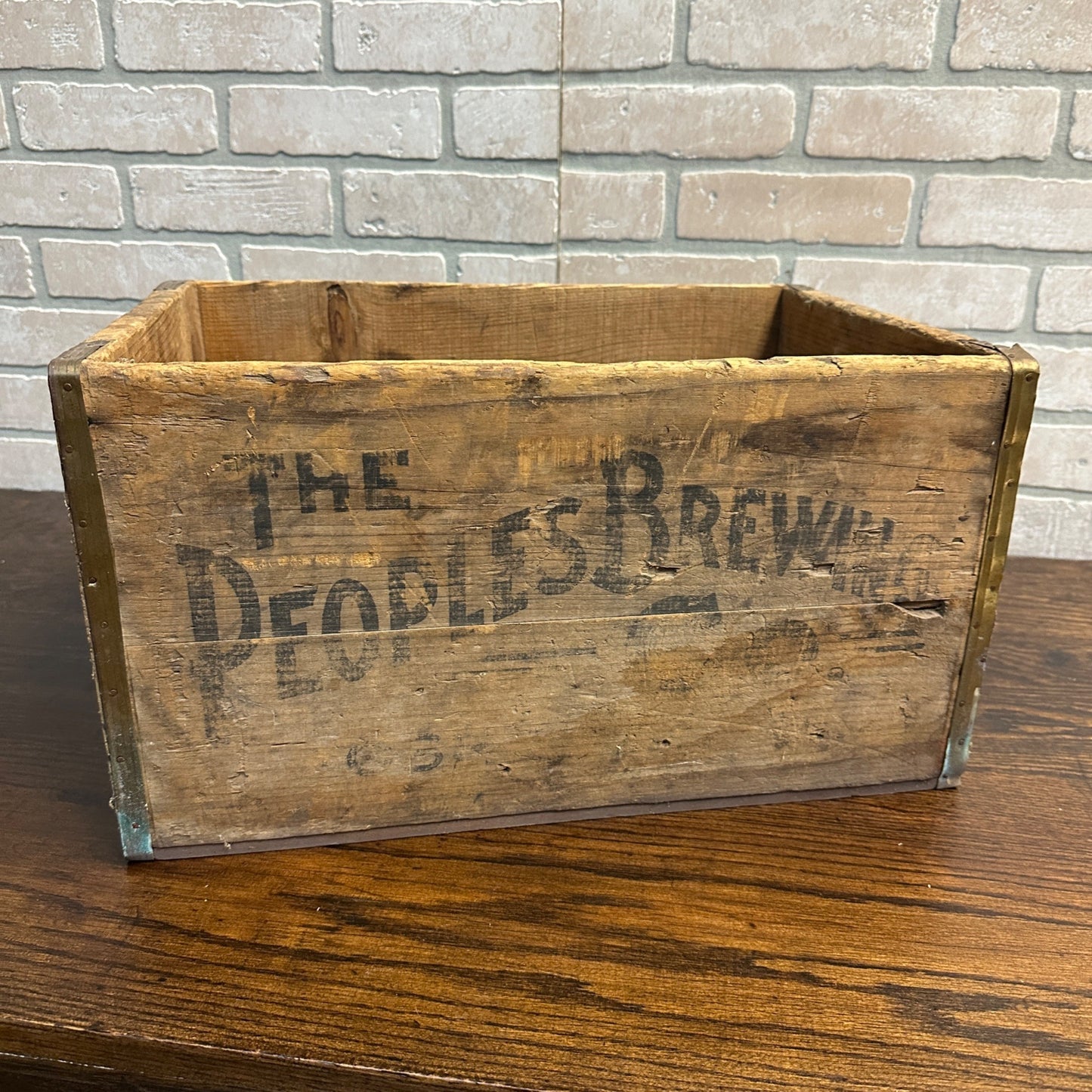 Peoples Brewing Co Wooden Beer Bottle Crate Box Oshkosh Wisconsin