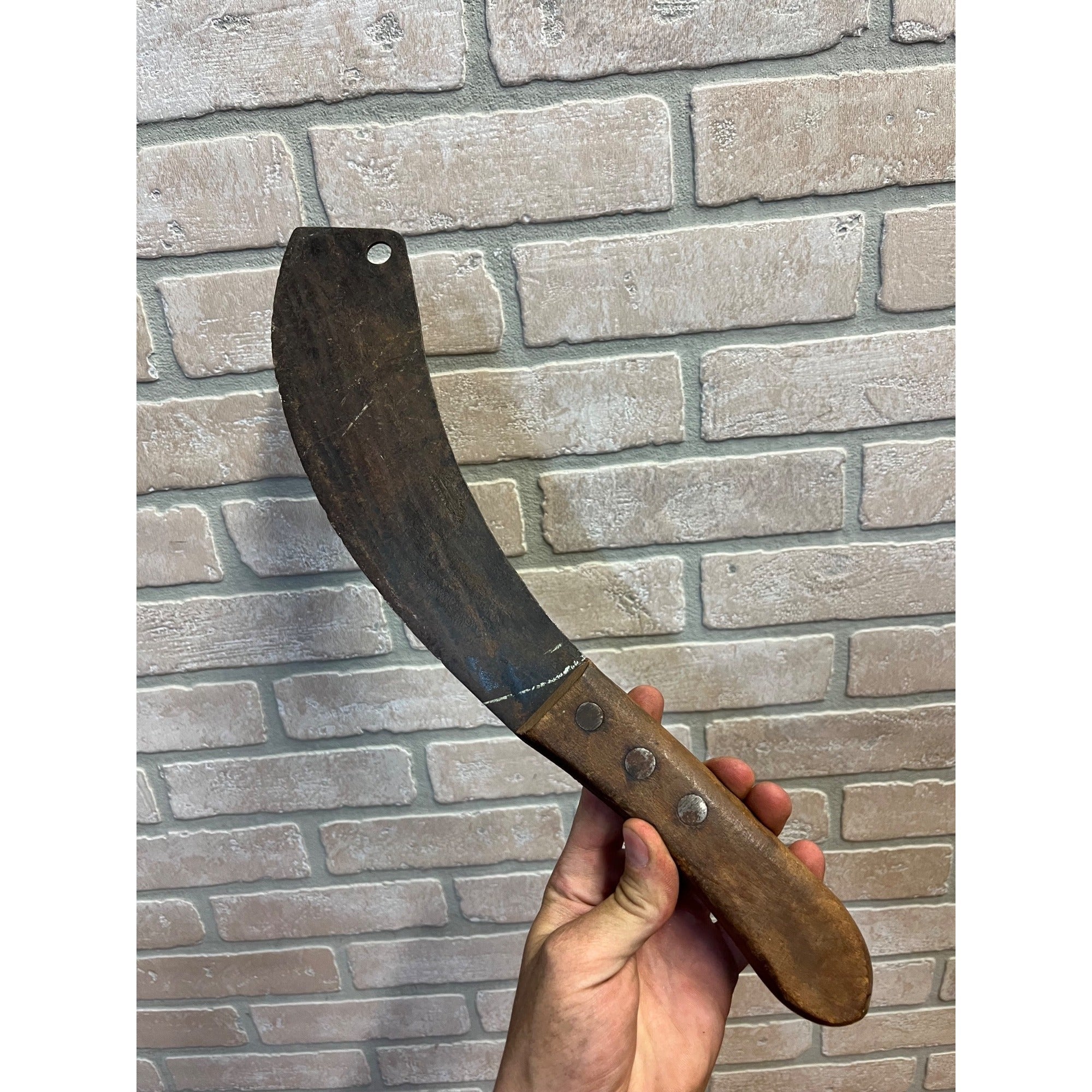 Antique Early Primitive Watertown Wis. Butcher or Harvest Tobacco Knife Cabin Decor.